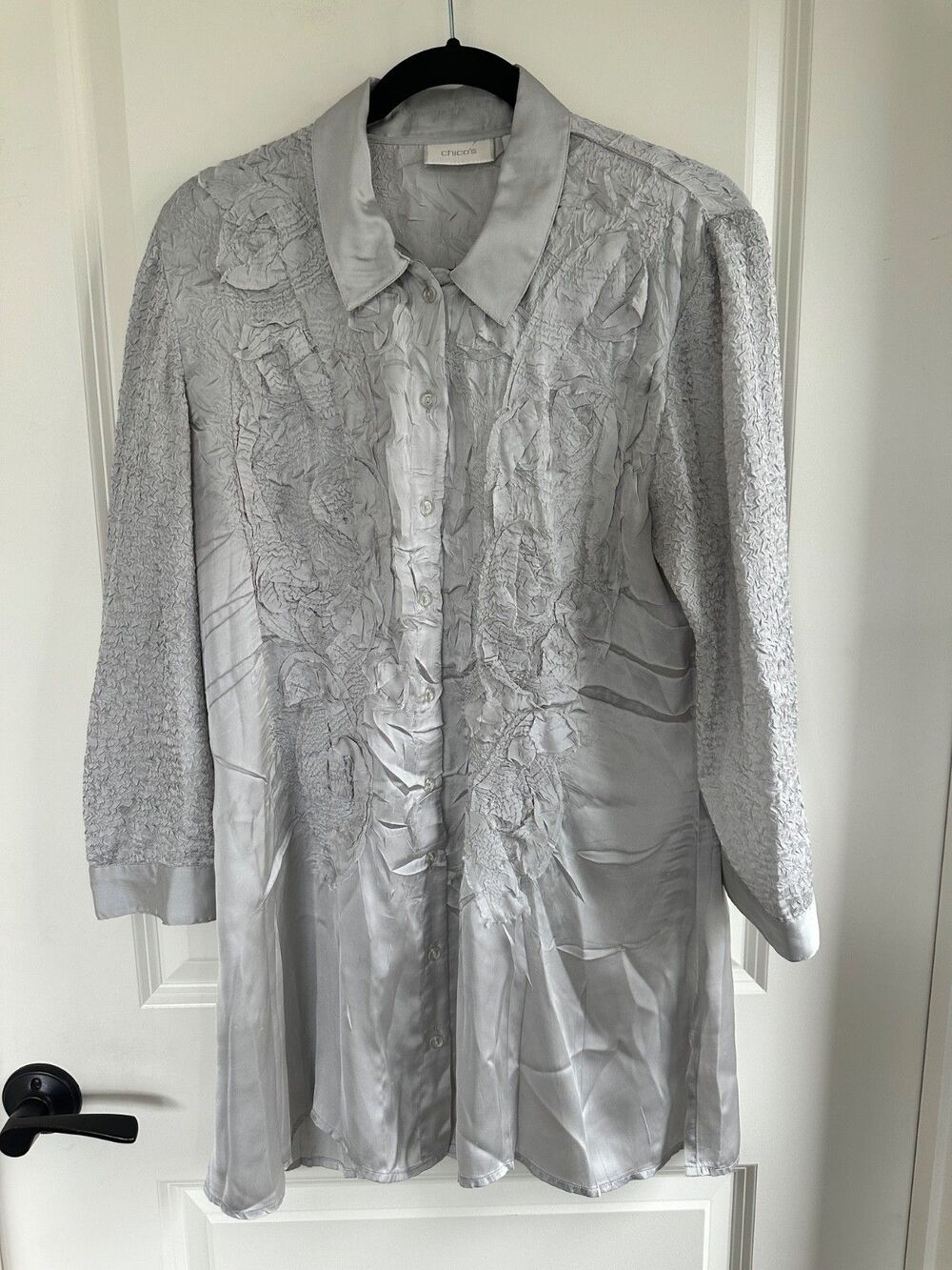 Chico's No-Iron Silver/Gray Tunic Chico’s 2 (Large / US 12)